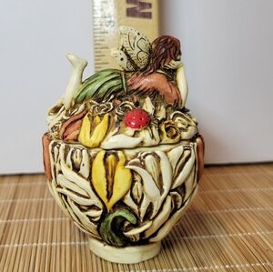 Adam Binder Tulip Flower Box W/fairy Screw On Lid Harmony Kingdom Artist Vintage